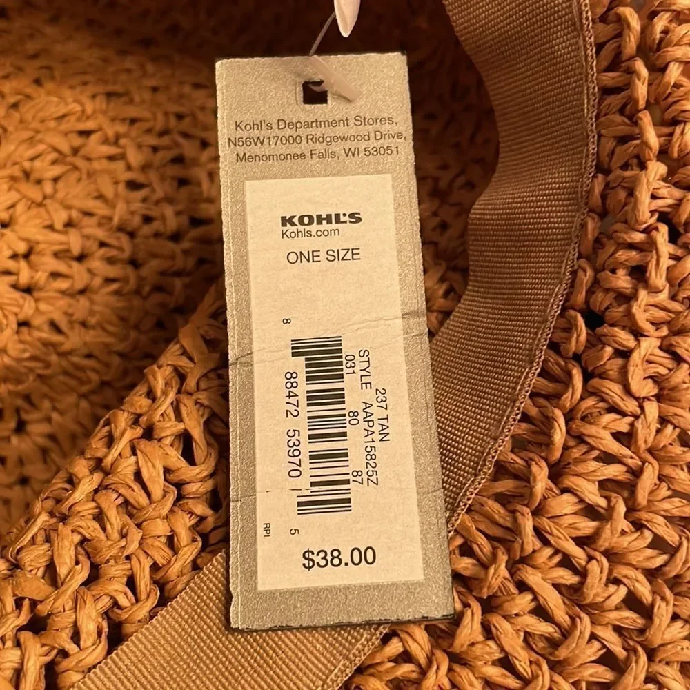 NWT Apt. 9 Sun Hat with Wooden Bead Rim